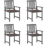 Maison Chic Vrtni stoli - Stol za vrt z blazinami 4 kosi sivi trden akacijev les JS2290, (21877143) | Shoptok.si