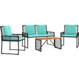  Zunanji pohištveni set z blazino 4 pcs Črna in turkizna, (5000271065) | Shoptok.si