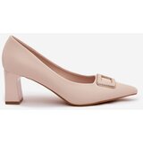 Boto Heels With Decorative Buckle Beige Seriva | shoptok.hr