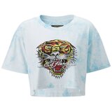 Ed Hardy Majice s kratkimi rokavi - Los tigre grop top turquesa Modra cene