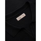 Ombre Men's buttonless polo shirt with open collar - black | Shoptok.si