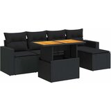 Maison Chic Seti vrtnega pohištva - Vrtna garnitura - Vrtni pohištvo set 6-delna z blazinami črna poli ratan, (21803819) | Shoptok.si
