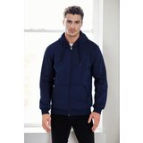 Dewberry 94090 Kangaroo Pocket Hooded Zipper Mens Sweatshirt-NAVY Cene