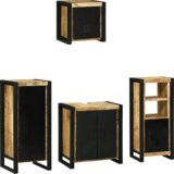 vidaXL Set namještaja za kupaonicu 4 pcs Smeđa Čvrsto drvo manga | shoptok.hr