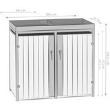  Westman - Spremište za 2 kante za smeće s krovom za biljke Planta | srebro | 2x240L | 84x134x124 cm - BRANDED IN GERMANY | shoptok.hr