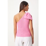 Happiness İstanbul Women's Pink Bow One Shoulder Knitwear Blouse | Shoptok.si