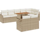 vidaXL 9-delni vrtni kavč set z blazinami Bež poli ratan | Shoptok.si