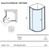 Ravak 37677C00Z1 Pivot 90 x 90 polkrožna tuš kabina | Shoptok.si