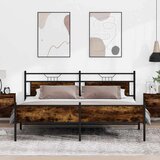 Metalni Kovinski posteljni okvir brez vzmetnice dimljen hrast 200x200cm, (21791130) | Shoptok.si