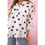 Kesi Włoski Linen Women's Blouse with Floral Pattern, Long Sleeves, and Buttons White | shoptok.hr
