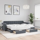 vidaXL Izvlečna dnevna postelja s predali temno siva 80x200 cm žamet Cene