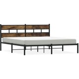 Metalni Kovinski posteljni okvir brez vzmetnice dimljen hrast 183x213cm | Shoptok.si