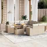Maison Chic Seti vrtnega pohištva - Vrtna garnitura 9-delna z blazinami bež poli ratan, (21795778) | Shoptok.si
