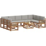  Set vanjskih sofa 10 kom. Prirodna i svijetlo siva | shoptok.hr