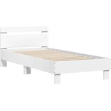 vidaXL Posteljni okvir z vzglavjem bel 90x200 cm inženirski les | Shoptok.si