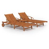  2-dijelni set ležaljki za sunčanje sa stolićem bagremovo drvo | shoptok.hr