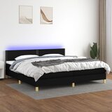The Living Store Box spring postelja z vzmetnico LED črna 200x200 cm blago - Box Spring Postelja, (21518141) | Shoptok.si