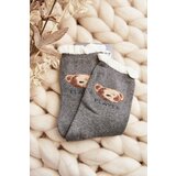 Aura.via Thick Cotton Socks with Bear Grey | Shoptok.si
