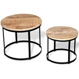  Dvodijelni Set Stolića za Kavu Masivno Mango Drvo Okrugli 40cm/50cm | shoptok.hr