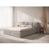 Micadoni Svijetlo sivi tapecirani bračni krevet s prostorom za odlaganje s podnicom 180x200 cm Simon – | shoptok.hr