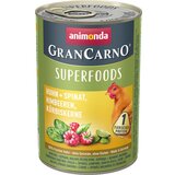 Animonda GranCarno Adult Superfoods 24 x 400 g - Piščanec + špinača, malina, bučna semena Cene