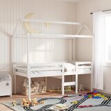 The Living Store Visoka postelja s streho bela 75x190 cm trdna borovina - Visoka Postelja, (21657900) | Shoptok.si