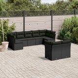  9-dijelni set vrtnih sofa s jastucima crni od poliratana | shoptok.hr