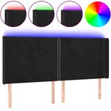  LED uzglavlje crno 183 x 16 x 118/128 cm baršunasto | shoptok.hr