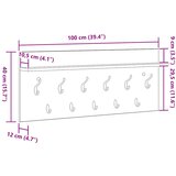  Vješalica za kapute na zidu Zidne Crni hrast 100 x 40 x 12 cm | Shoptok.si