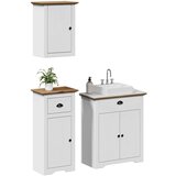 Maison Chic Komplet kopalniškega pohištva - Kopalniški sestavi 3-delni BODO bela/rjava borovina, (21787740) | Shoptok.si