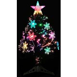 vidaXL Božićno drvce s LED snježnim pahuljama crno 64cm optička vlakna | shoptok.hr