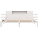 Krevet s regalom z knjige bez madraca bijeli 200x200cm borovina | shoptok.hr