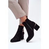 Boto Insulated women's ankle boots with a heel with gold elements black Ambrine | shoptok.hr