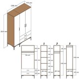 Hanah home kumsal rt - walnut, white walnutwhite wardrobe | Eponuda.com
