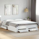 Maison Chic Posteljni okvir - Dvoposteljna postelja - Zakonska postelja s predali bel 140x200 cm inženirski les-J14934, (21766395) | Shoptok.si