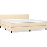  Box spring postelja z vzmetnico krem 200x200 cm blago, (20895144) | Shoptok.si
