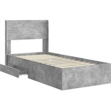  Okvir za krevet s pohranom i uzglavljem Betonska siva - Betonska siva 100 x 200 cm | shoptok.hr