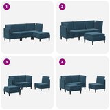  Komplet pohištva za dnevno sobo z blazino 4 pcs Modra Žamet, (5000272736) | Shoptok.si