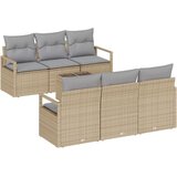  Set od 7 komada vrtnih sofa s jastučićima bež poli ratan 2-sjedna vrtna sofa s pohranom i jastučićima bež poli ratan | shoptok.hr