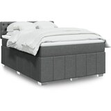 vidaXL Box spring postelja z vzmetnico temno siva 140x200 cm blago | Shoptok.si
