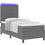 vidaXL Kutija s oprugom s madracem & LED svjetlom siva 100x200 cm tkanina kordura | shoptok.hr