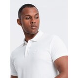 Ombre BASIC men's single color pique knit polo shirt - white Cene