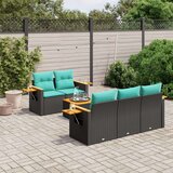  6-dijelni set vrtnih sofa od poliratana s jastucima crni | shoptok.hr