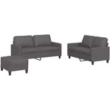 vidaXL 3-dijelni set sofa s jastucima sivi od umjetne kože | shoptok.hr