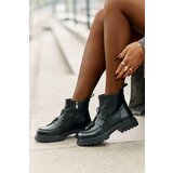 EVENTO PE1 Leather Ankle Boots With Flat Heel And Decoration Insulated Black Asperra | Eponuda.ba