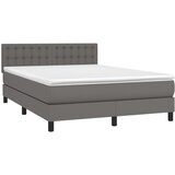 Krevet box spring s madracem LED sivi 140x200cm od umjetne kože | Eponuda.com