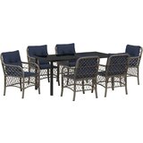  Vrtni set za objed s jastukom 7 pcs Siva i crna Ratan | shoptok.hr