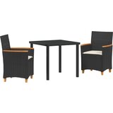 vidaXL 3-delni vrtni jedilni set z blazinami, črn poli ratan, (22115854) | Shoptok.si