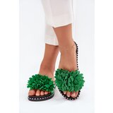 Boto Ladies flip flops decorated with flowers green Cellanen | Shoptok.si