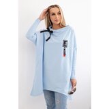 Kesi Oversized sweatshirt with asymmetrical sides in cyan color | Shoptok.si